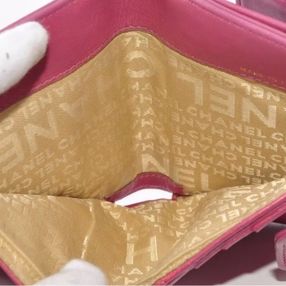 EUC Chanel Coco Mark 2005 Icon Bi-Fold Wallet Leather Pink w/Sticker,Card+Box - Picture 8 of 17